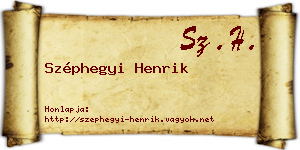 Széphegyi Henrik névjegykártya