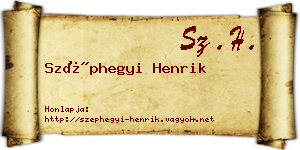 Széphegyi Henrik névjegykártya